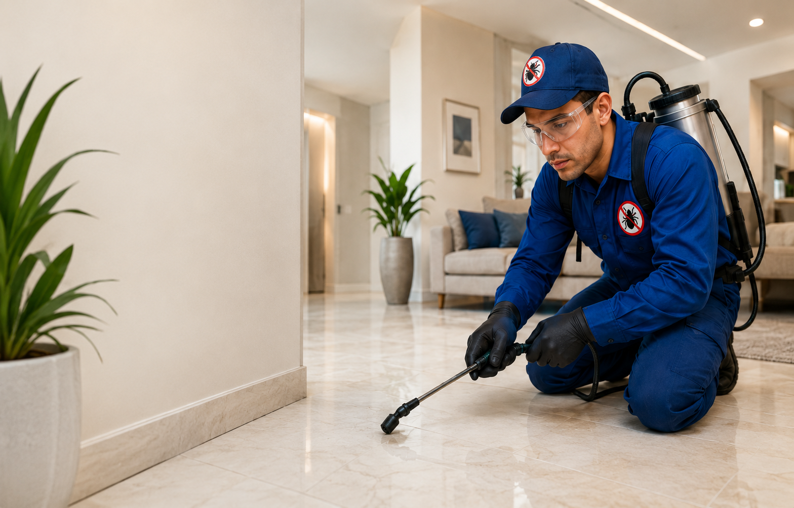 Profissional da Dedetizadora MSA realizando controle de pragas